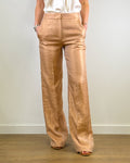 Pantalone a Palazzo con Tessuto Laminato e Vita Alta - Blush | RAME