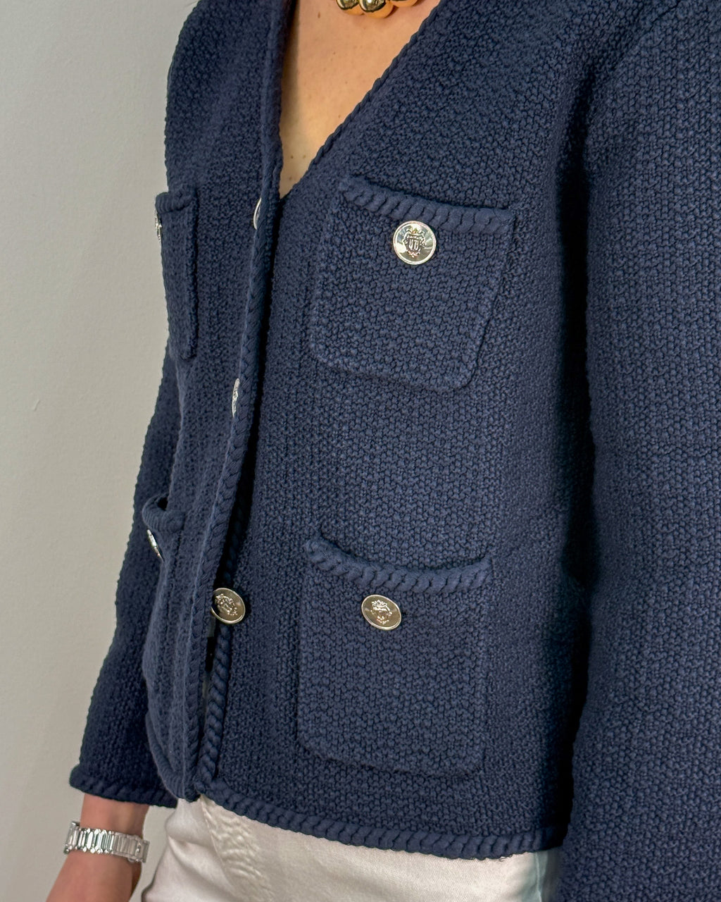 Giacchino in Cotone Bouclé - Navy | Beatrice B