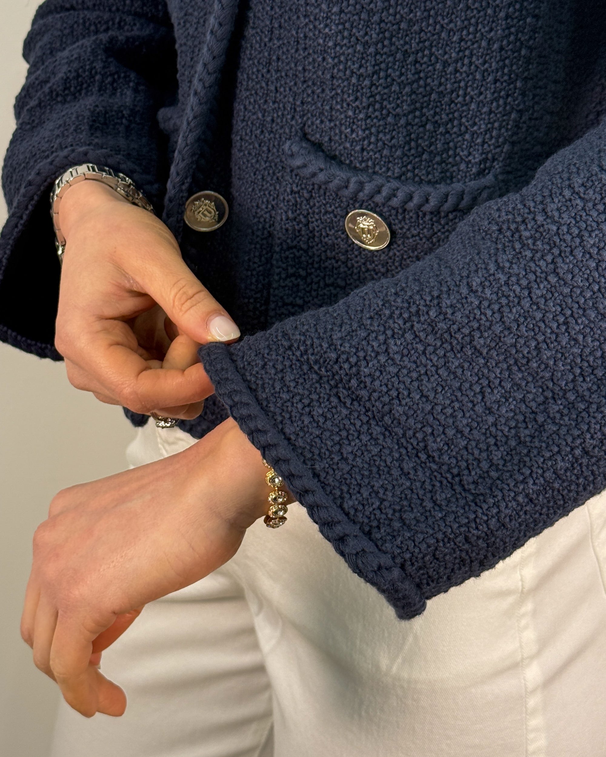 Giacchino in Cotone Bouclé - Navy | Beatrice B