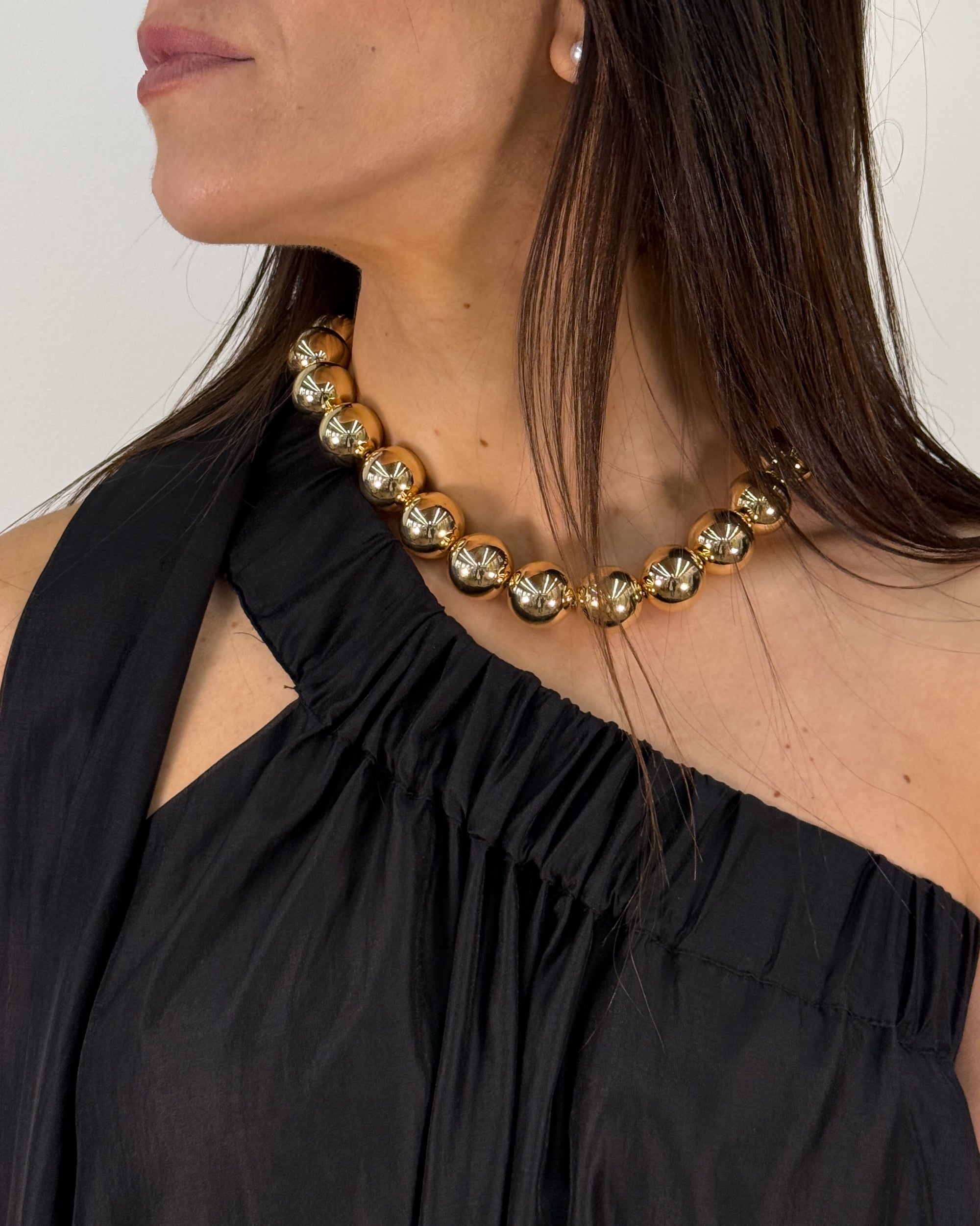 Collana a Sfere Maxi in Metallo Dorato - Oro