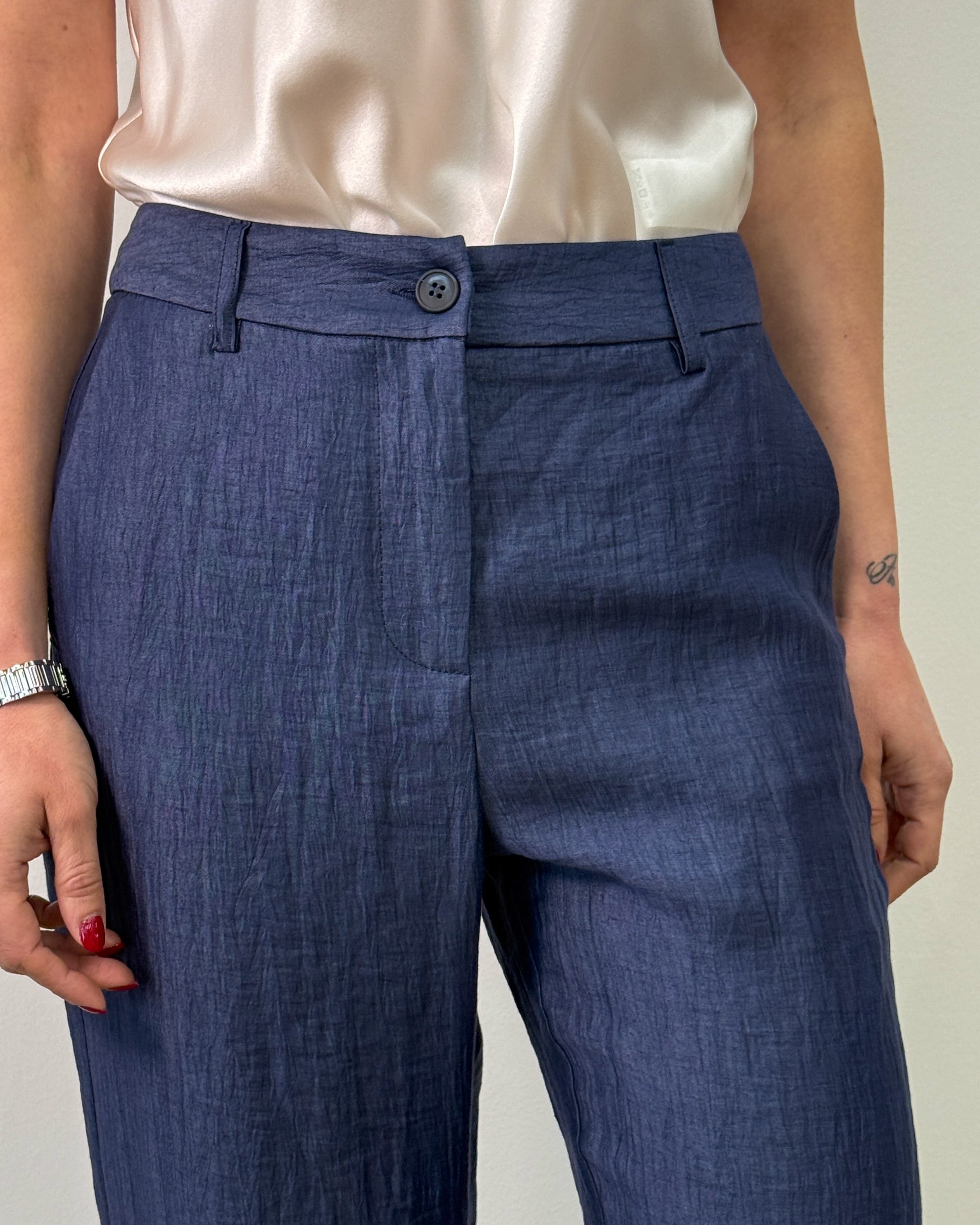 Pantalone a Palazzo in Lino - Blu | HANAMI D'OR