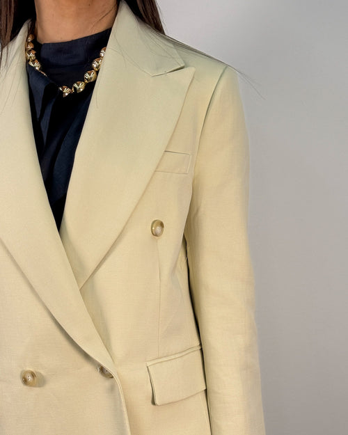Blazer Doppiopetto in Lyocell e Lino - Panna | BEATRICE B