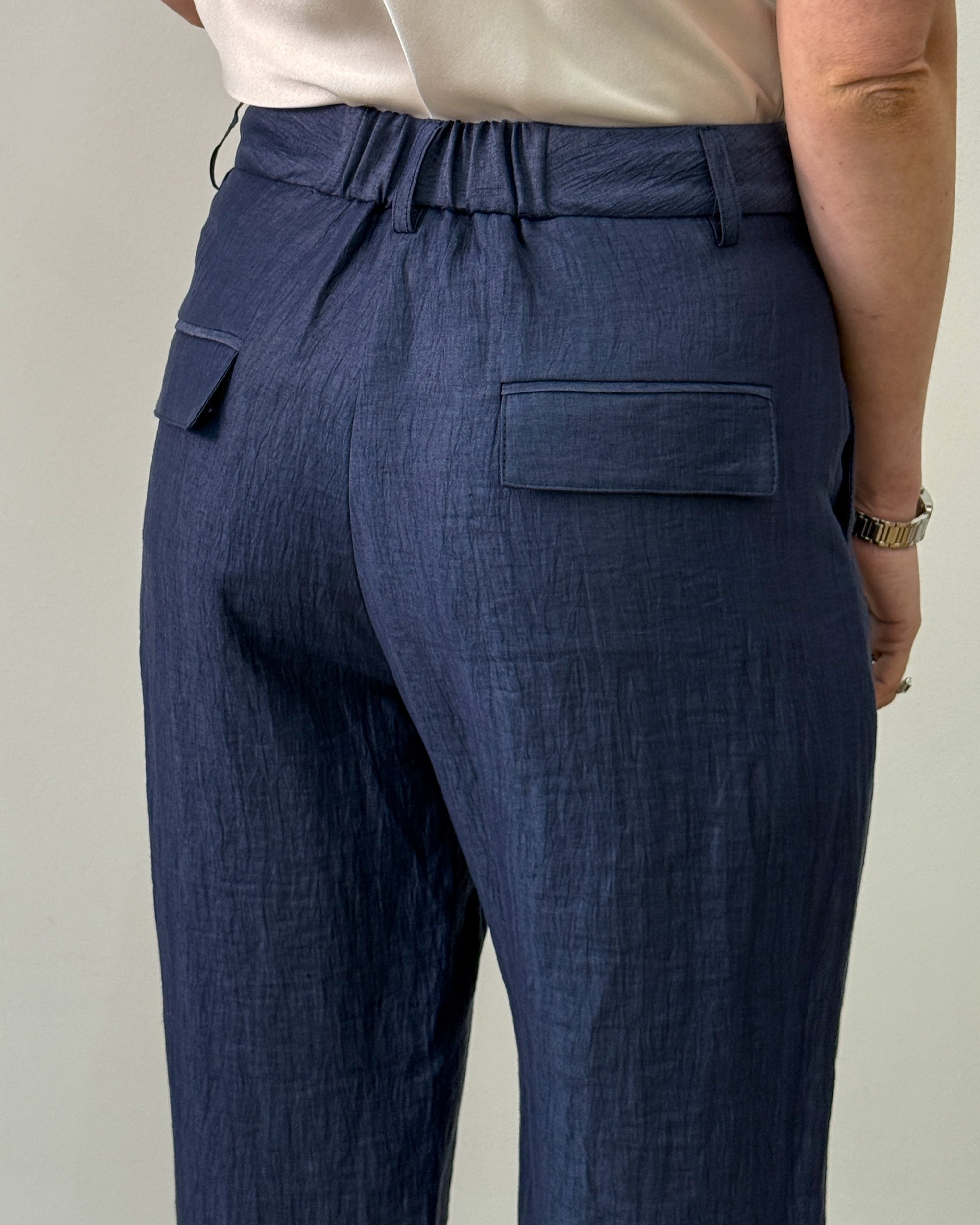 Pantalone a Palazzo in Lino - Blu | HANAMI D'OR