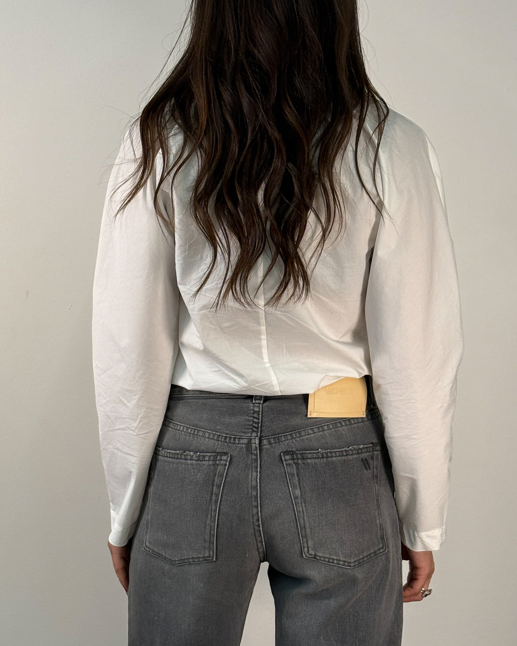 Camicia in Cotone con Rosa Applicata - Bianco