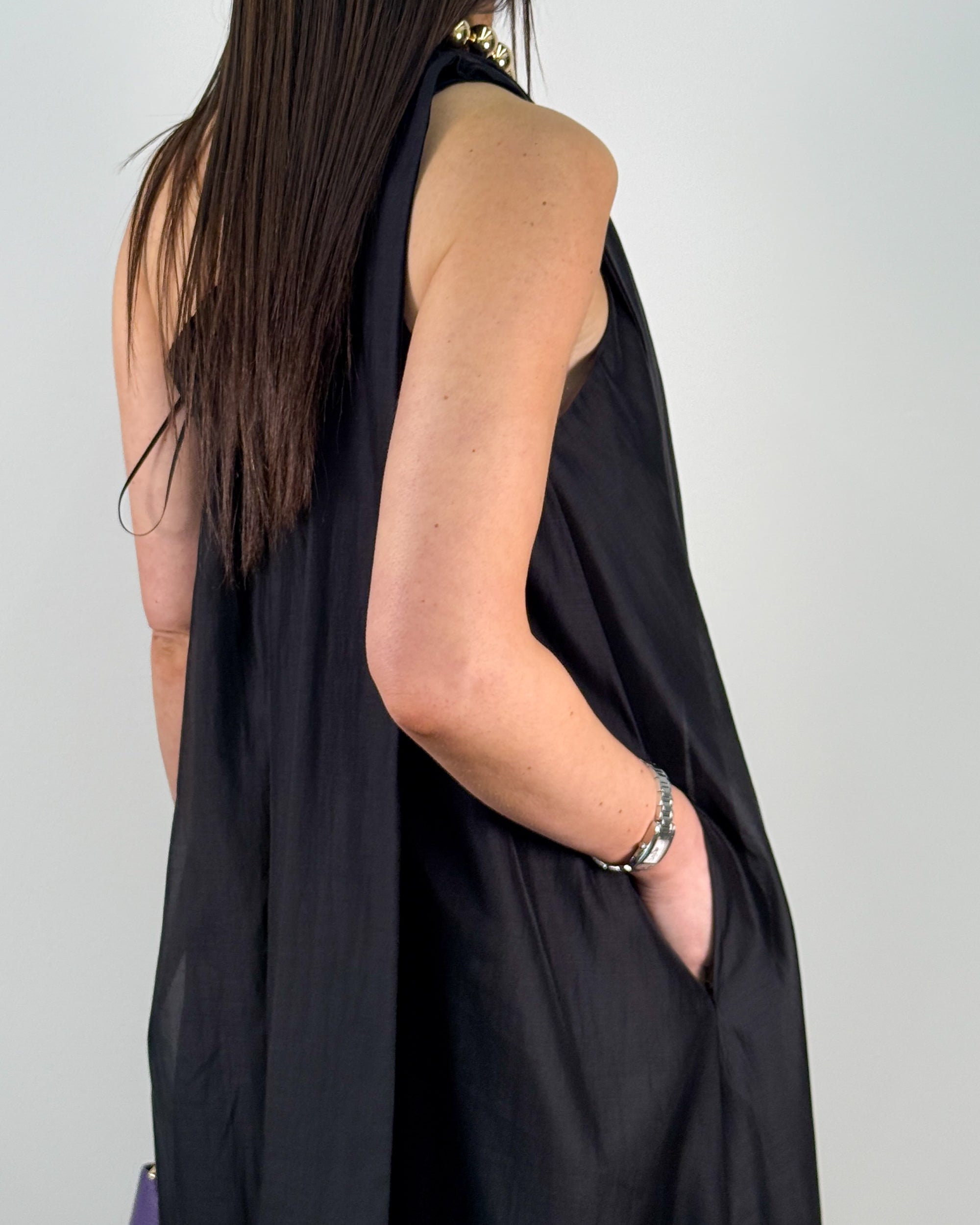 Abito Monospalla con Drappeggio Asimmetrico - Nero | MEIMEIJ