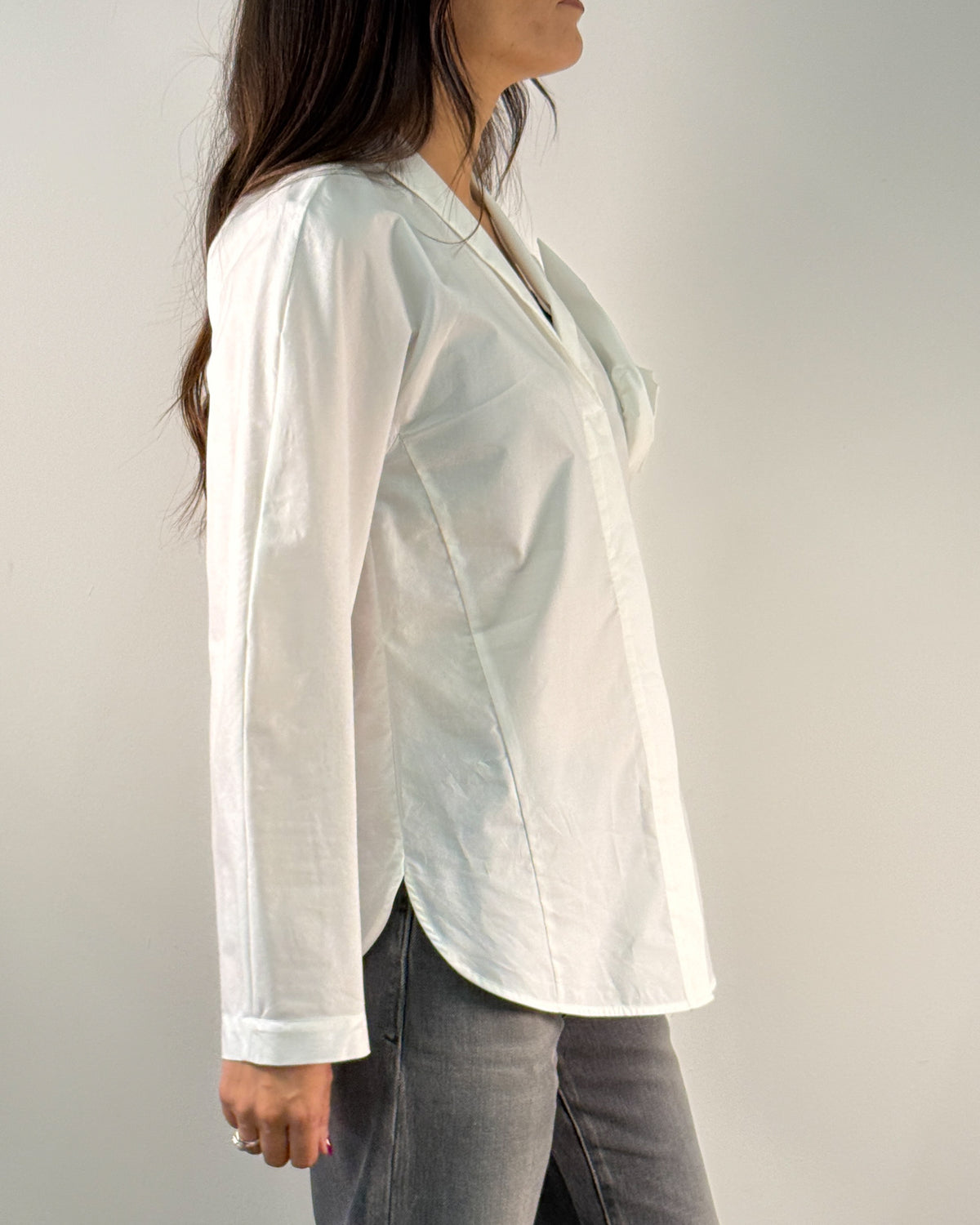 Camicia in Cotone con Rosa Applicata - Bianco