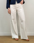 Jeans a Palazzo a Vita Alta - Bianco