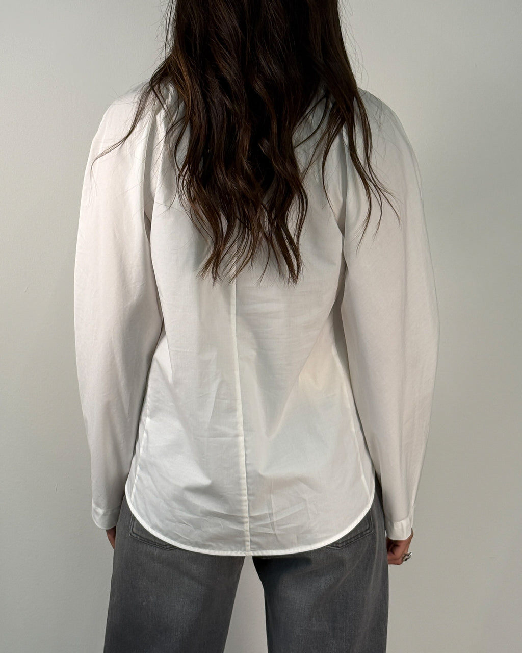 Camicia in Cotone con Rosa Applicata - Bianco