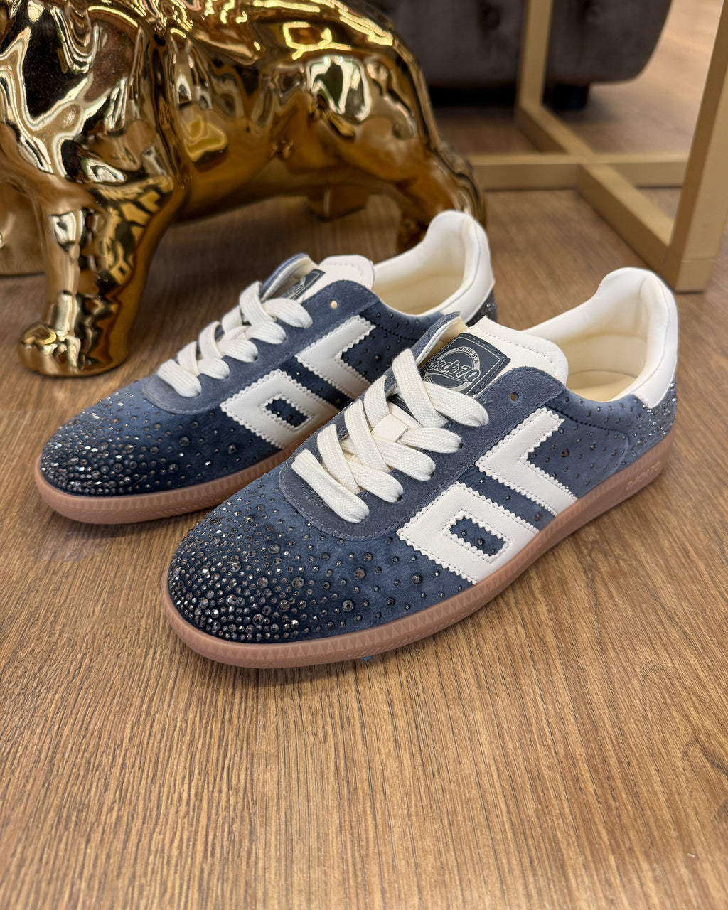 Sneakers Cloud in velluto con strass - Velvet Gray Butter | BACK 70