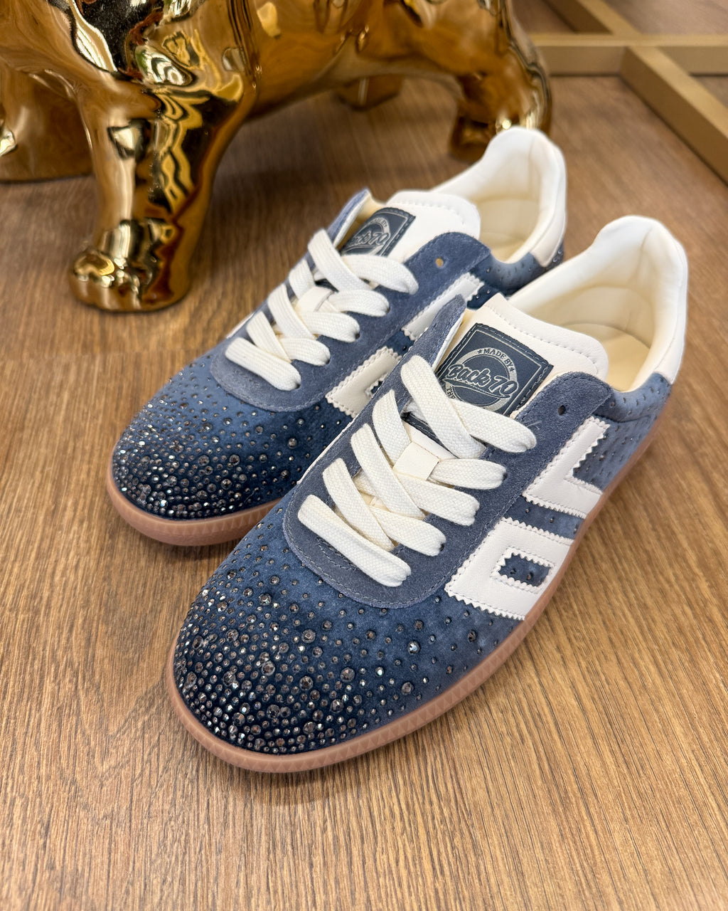 Sneakers Cloud in velluto con strass - Velvet Gray Butter | BACK 70
