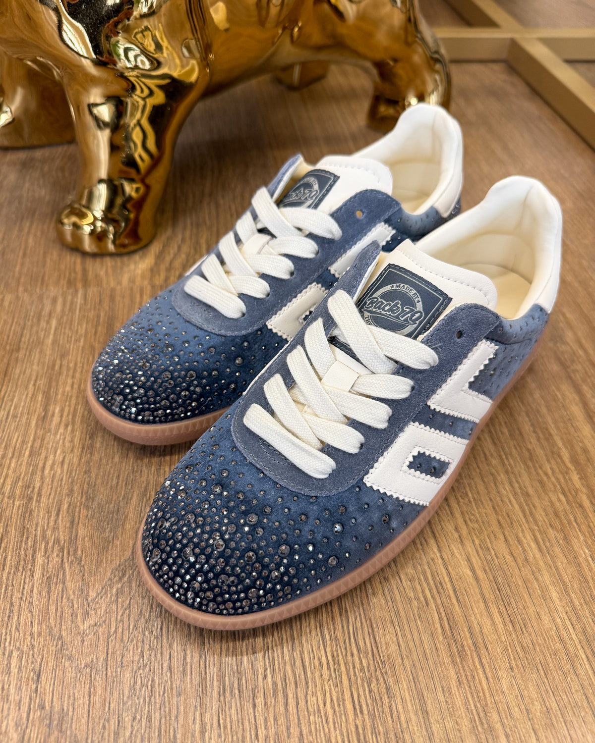 Sneakers Cloud in velluto con strass - Velvet Gray Butter | BACK 70