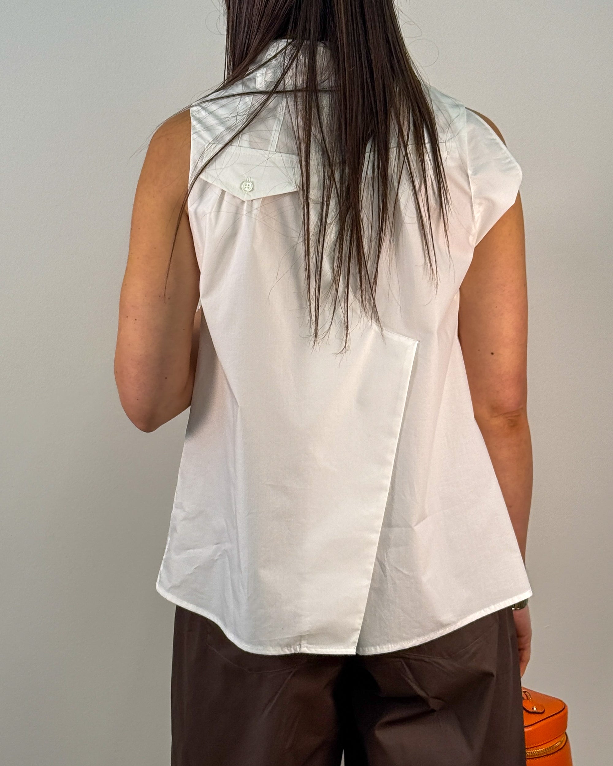 Camicia Gilet Senza Maniche con Colletto a Cravatta - White | MEIMEIJ