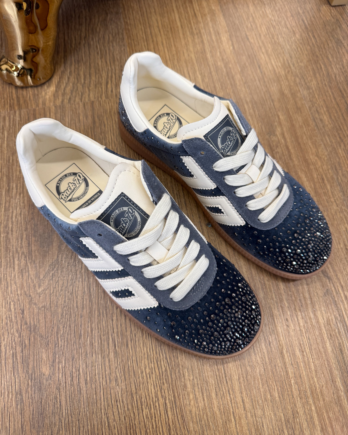 Sneakers Cloud in velluto con strass - Velvet Gray Butter | BACK 70