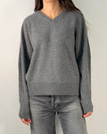 Maglione in Lana e Cashmere con Scollo a V - Grigio