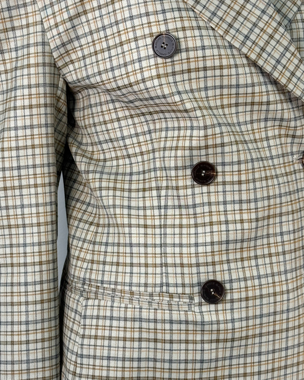 Blazer Doppiopetto in Tessuto Check Slim Fit - Oatmeal