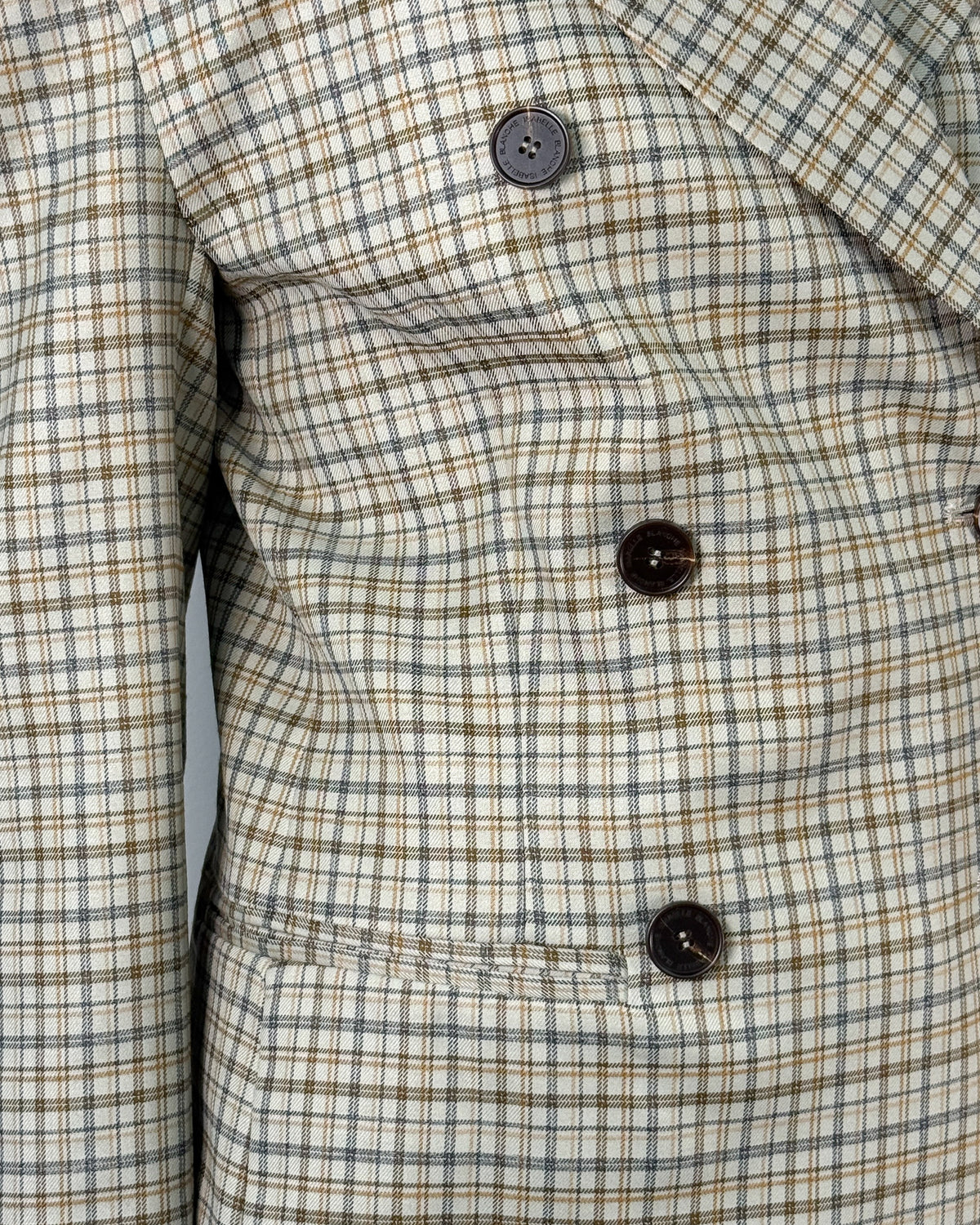 Blazer Doppiopetto in Tessuto Check Slim Fit - Oatmeal