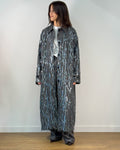Cappotto Lungo in Tessuto Fiammato con Ricami e Paillettes - Antracite