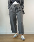 Pantalone in Lana Vergine con Elastico e Coulisse - Grigio Melange