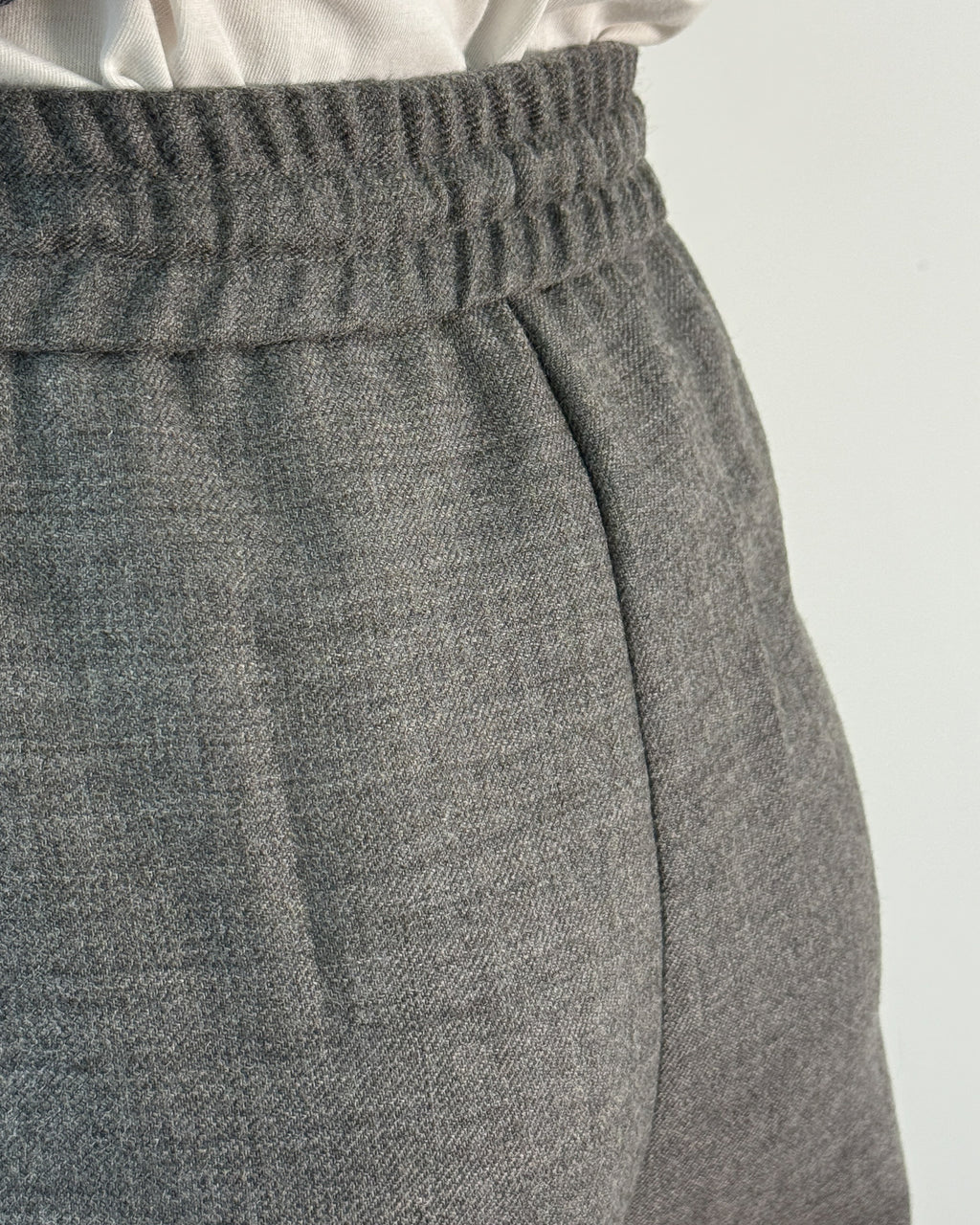 Pantalone in Lana Vergine con Elastico e Coulisse - Grigio Melange