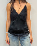 Top Lingerie in Raso con Pizzo Ciglia - Nero