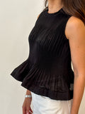 Top Plissé e Orlo a Peplum - Nero | MEIMEIJ