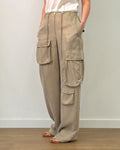 Pantalone Cargo Wide Leg con Vita Elastica e Coulisse - Oil | RAME