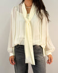 Blusa in Viscosa con Collo a Foulard e Manica a Palloncino - Avorio | ISABELLE BLANCHE PARIS