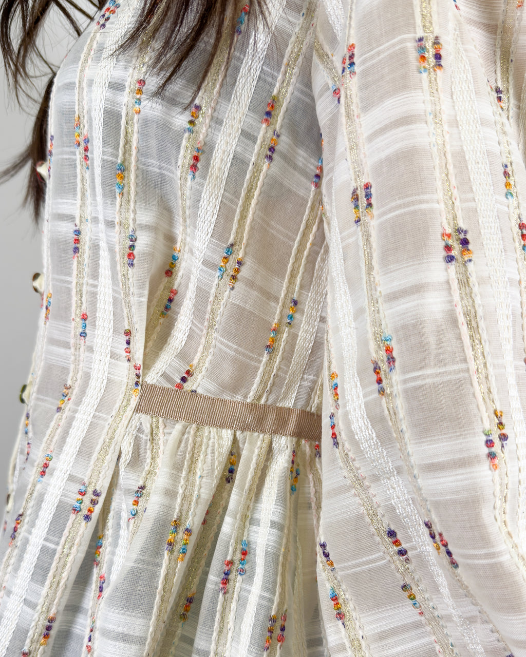 Blusa con Ricami e Bottoni Colorati - Sunrise