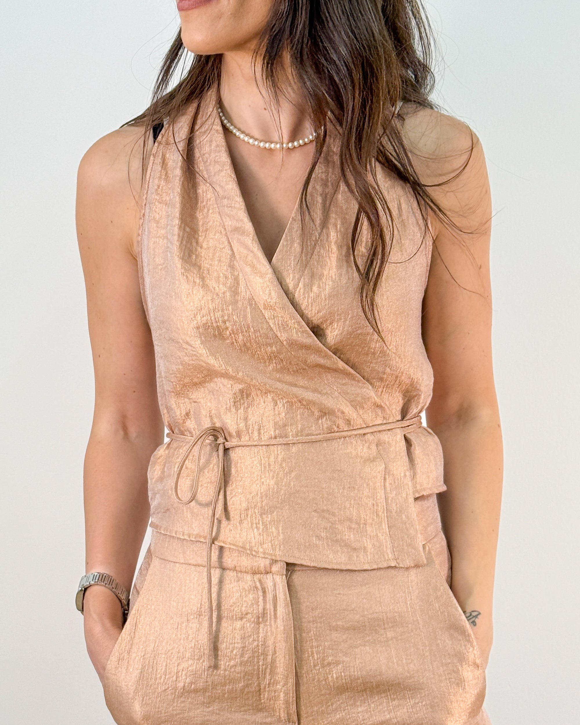 Gilet in Tessuto Laminato - Blush | RAME
