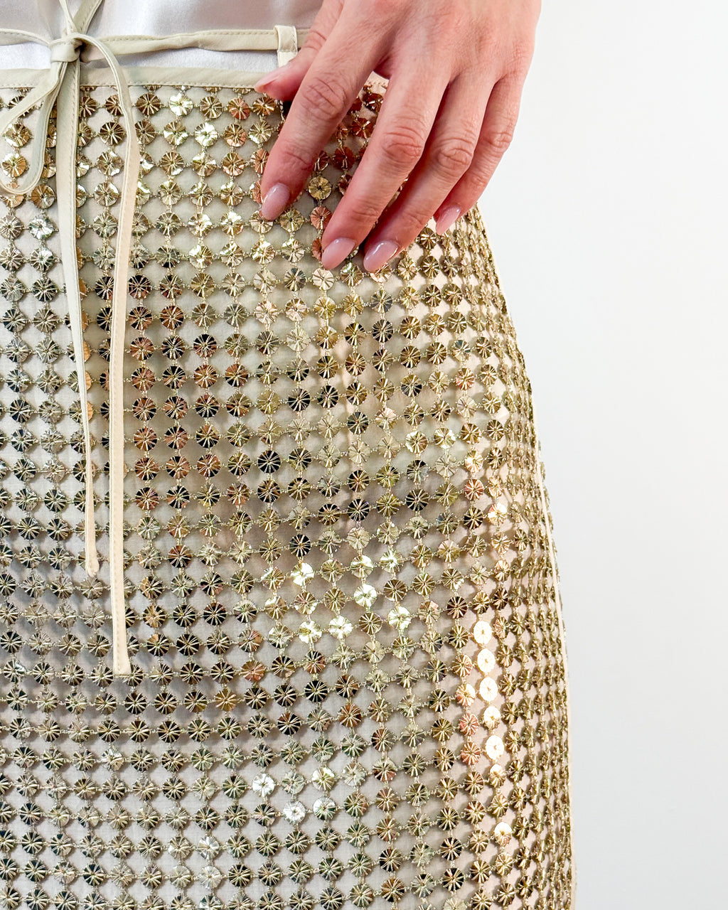 Minigonna in Paillettes con Cintura - Oro | ISABELLE BLANCHE