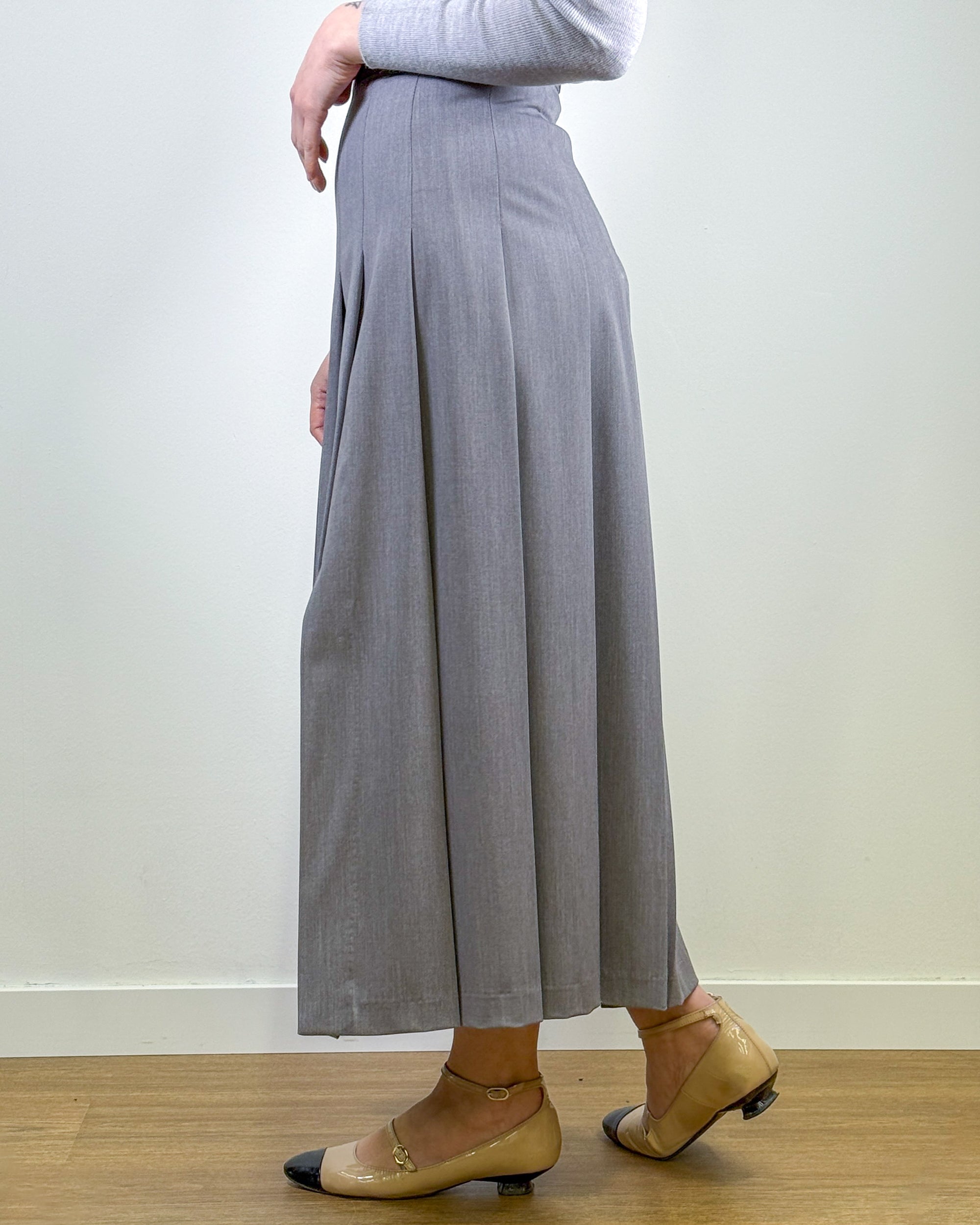 Gonna a Pieghe con Spacco - Grigio