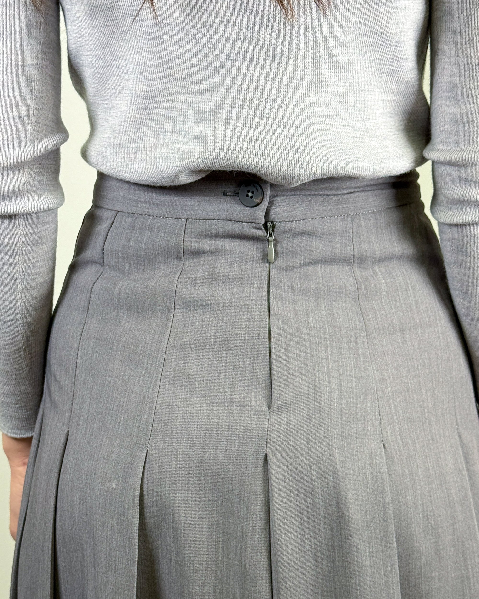 Gonna a Pieghe con Spacco - Grigio