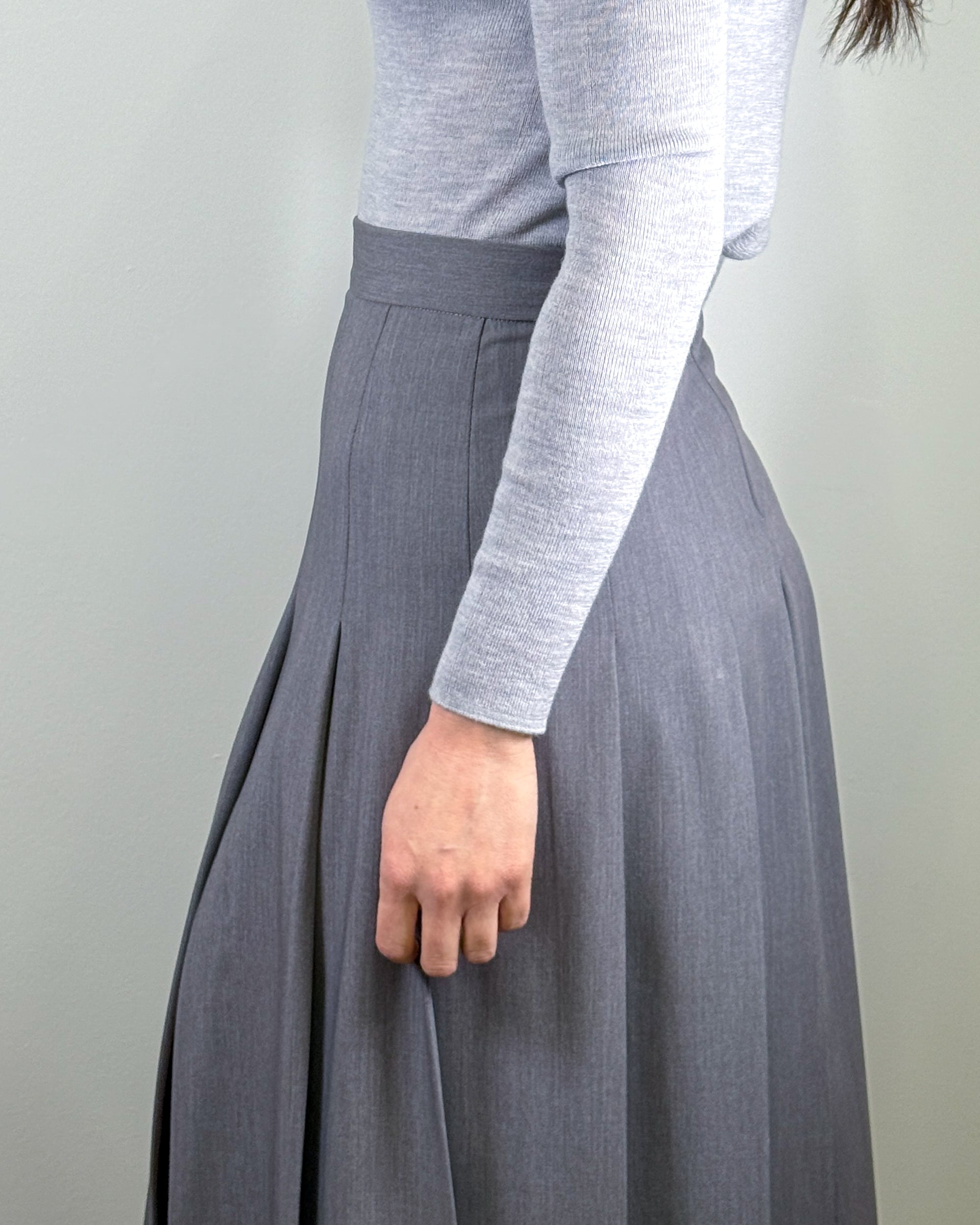 Gonna a Pieghe con Spacco - Grigio